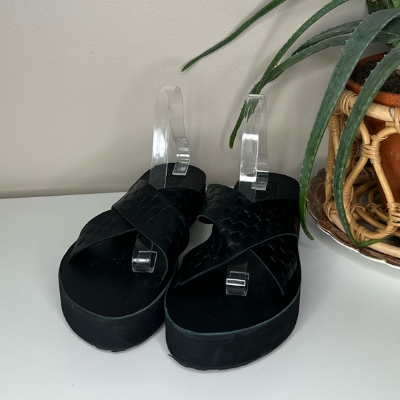 Vans Karina Rozunko Strap Mega Platform Sandal Black Woven Leather Woman 10 New - Picture 3 of 13
